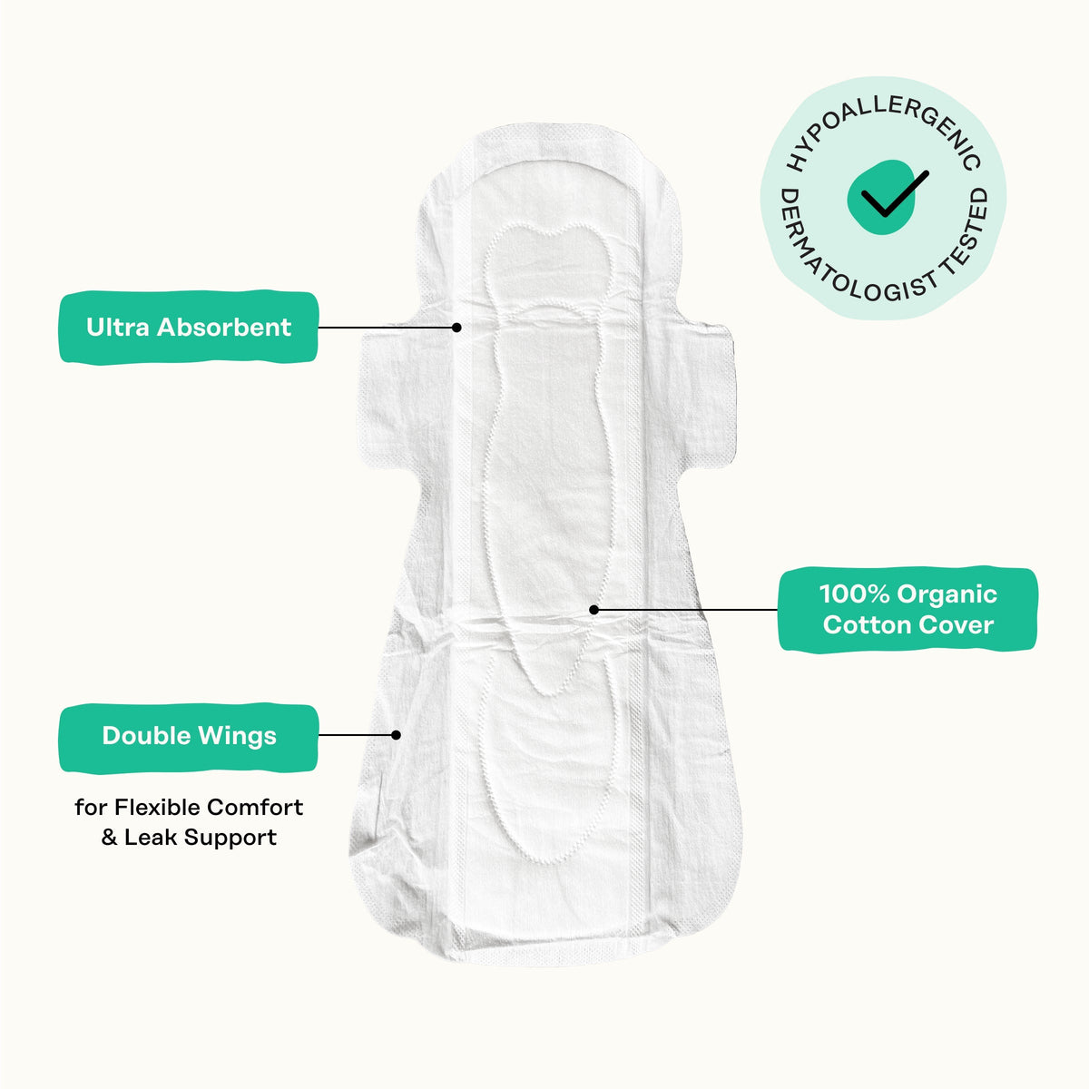 Organic Cotton Cover Cooling Herbal Infusion Heavy Flow Overnight Pads
